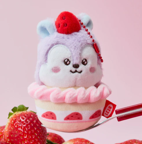 BT21 - STRAWBERRY PARTY CUSTARD STRAWBERRY TART PLUSH KEYRING - Image 4