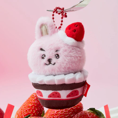 BT21 - STRAWBERRY PARTY CUSTARD STRAWBERRY TART PLUSH KEYRING - Image 5